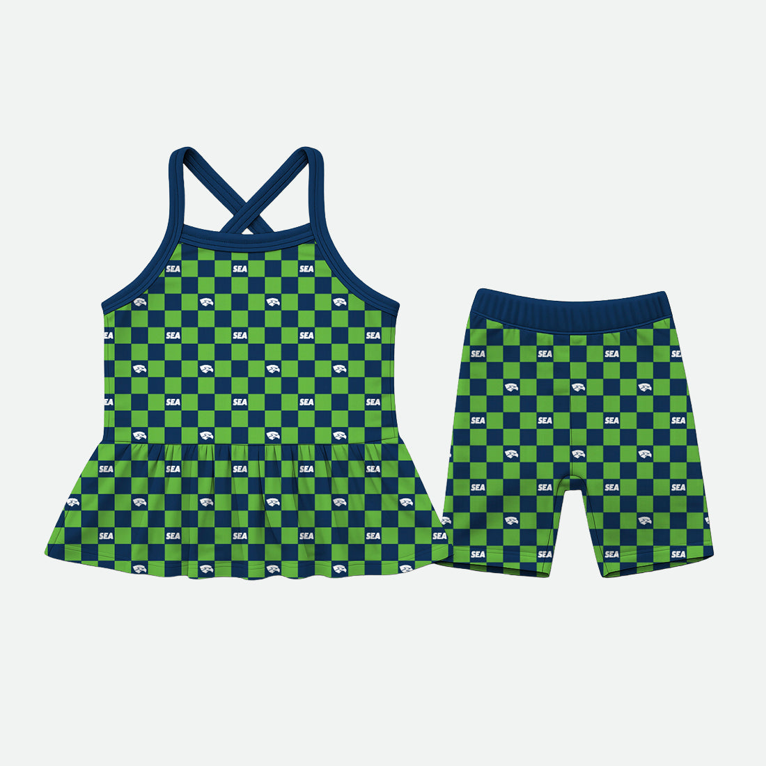 Checkered Seahawk - 2pc Twirl Tank Set - PREORDER
