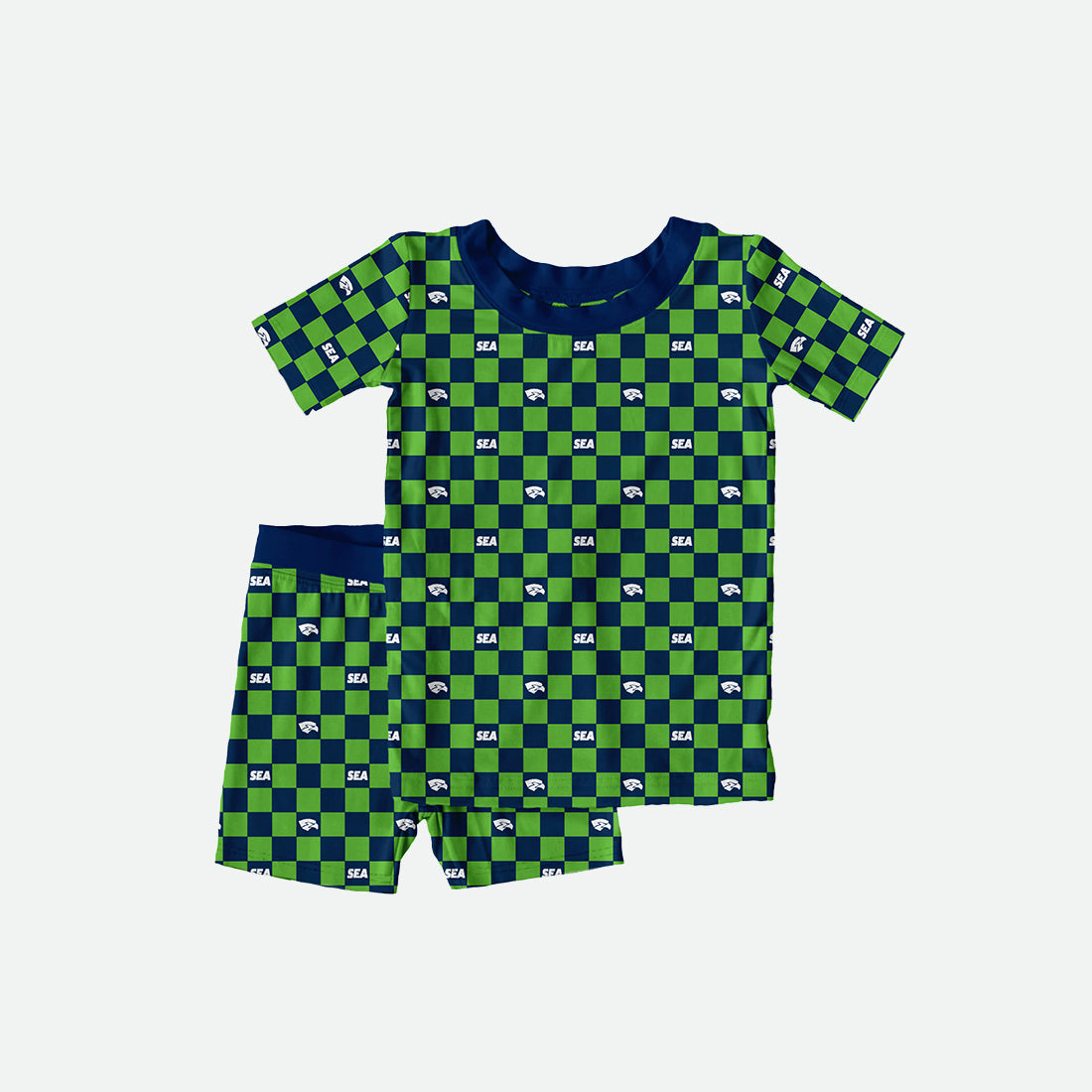 Checkered Seahawk - 2pc Short Sleeve Pajamas - PREORDER